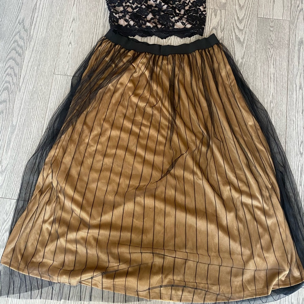 Mesh black pleated midi skirt XL Paris!